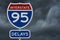 I-95 interstate delays USA highway road sign