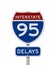 I-95 interstate delays USA highway road sign