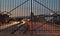 I-95 through an iron fence on an overpass in Philadelphia