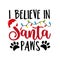 I believe in Santa paws - funny saying with Christmas lights, Santa hat and paw prints.