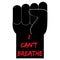 I can`t breathe. Quote, text message. Poster, banner, flyer with raised up arm with fist.