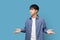 I don\\\'t know, Puzzled and clueless young handsome Asian man with arms out