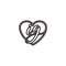 I G script letter heart logo design vector