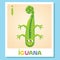 I is for Iguana. Letter I. Iguana, cute illustration. Animal alphabet.