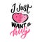 I just want a hug. The love design with hedgehog hugging and lettering phrase