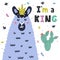 I am a king colorful card with a cute llama. Funny print for kids