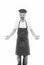 I know Im a masterchef. Bearded mature man in chef hat and apron. Senior cook with beard and moustache wearing bib apron