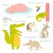 I letter animals set. English alphabet. Vector illustration