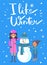 I Like Winter Poster Mother Child Making Snowman