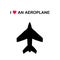 I love an aeroplane hand drawn vector illustration in cartoon doodle style black contour