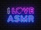 I love Asmr Neon Vector logo illustration. Neon heart. Vintage illustration on light backdrop