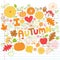 I Love Autumn Fall Leaves and Pumpkins Sketchy Doo