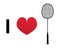 I love badminton vector silhouette icon