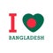I Love Bangladesh with heart flag shape Vector