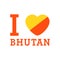 I Love Bhutan with heart flag shape Vector