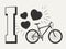 I love bicycle print design - print with bicycle and hearts