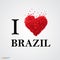 I love Brazil, font type with heart sign.