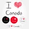 I love Canada illustration of heart and stickers