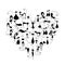 I love cats! Black cats silhouette in heart shape