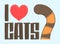 I Love Cats Vector illustration,  Cat tail cute emblem.