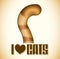 I love cats vector lettering, Cat tail Icon - emblem