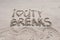 I Love City Breaks message written on sand, vacation concept, color filter applied