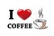 I love coffee typography with red heart and coffee cup