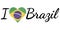 I love country Brazil, text heart Doodle, vector calligraphic text, I love Brazil flag heart patriot