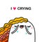 I love crying hand drawn vector illustration in cartoon comic style beautiful woman closes eyes
