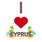 I love Cyprus. Travel. Palm, summer, lounge chair. Vector flat illustration.