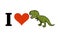 I love dinosaur T-Rex. Heart and Tyrannosaurus. Prehistoric predator. Green ancient monster