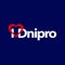 I love Dnipro city vector logo on dark blue background. White lettering with symbolic red heart