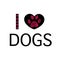 ``I LOVE DOGS`` text Doodle Paw print
