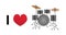 I love drums vector icon