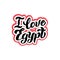 I love Egypt typography logo. Modern lettering text for postcard, banner, website. Print design for souvenir, magnet, t-shirt.