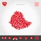 I Love Ethiopia. Red Hearts Pattern Vector Map of Ethiopia. Love Icon Set