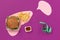 I love fast food. French fries in the form of is liver on pink background