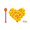 I love fire. Symbol of heart of flame. Flaming heart. Vector i