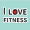 I love fitness text with heart sign Blue