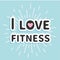 I love fitness text with heart sign Shining effect Flat design
