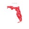 I Love Florida. Red Hearts Pattern Vector Map of Florida