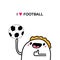 I love football hand drawn vector illustration in cartoon comic style man holding ball