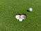 I love golf golfball and hole with the shape of e heart