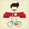 I love hipster vintage hair style, mustache and bicycle