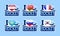 I love hockey vector stickers. Austria, Belarus, France, Kazakhstan, Slovenia, South Korea national flags. Sport poster