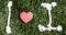 I love I transcription made from ropes on grass background.