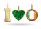 I love Ireland. Patriotic jewelry. Emerald Heart in a gold frame