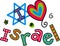 I Love Israel Cartoon Doodle Text