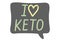 I Love Keto. Ketogenic diet concept. Logo, badge, poster, banner template. Lettering calligraphy illustration. Vector eps