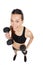 I love lifting. Studio shot of a young woman working out with dumbbells against a white background.